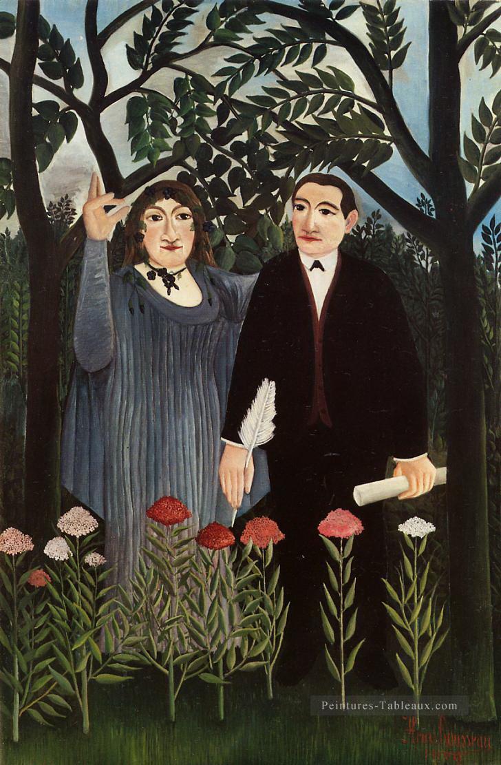 la muse inspirant le poète 1909 1 Henri Rousseau post impressionnisme Naive primitivisme Peintures à l'huile
